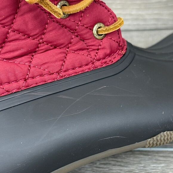 Sperry Top Sider Saltwater Women's Sz 10 Red Quilted Brown Rubber Duck Boots - Picture 12 of 12